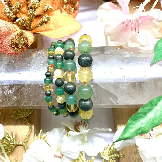 Citrine Pyrite & Green Aventurine Bracelet Alternate beads (Luck and Abundance) Money Magnet Bracelet