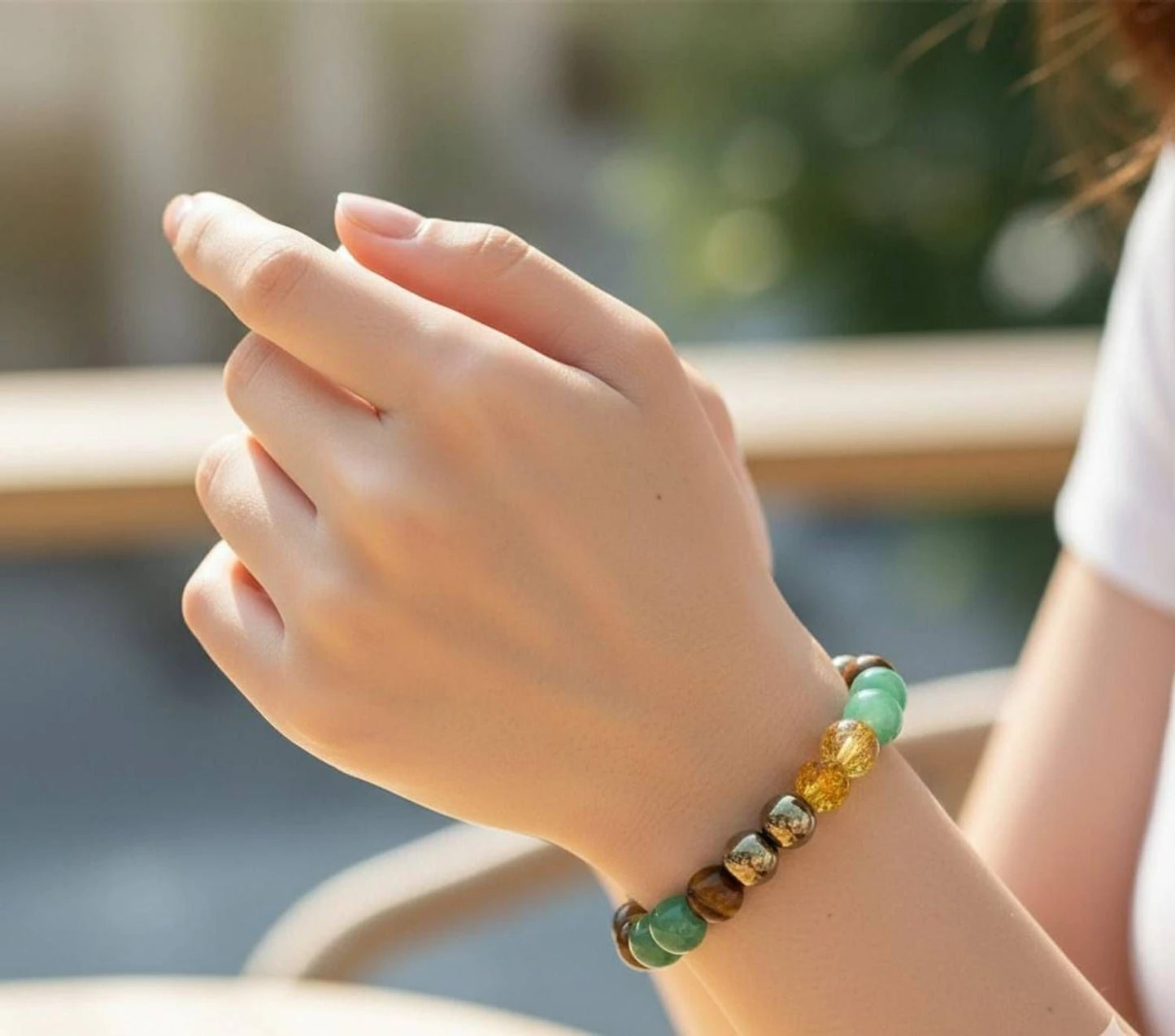 Money magnet bracelet with golden pyrite 1 bead
