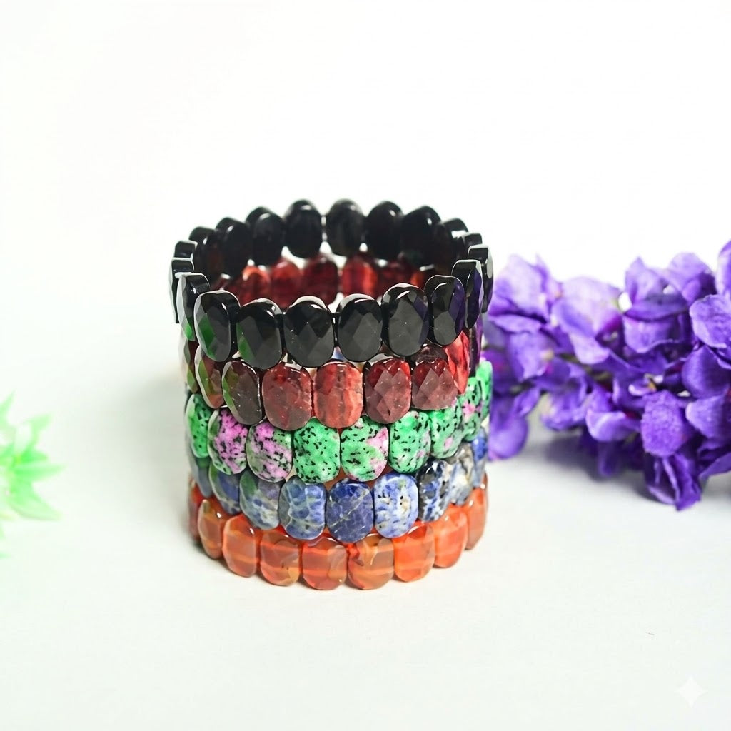 Oval Shape Faceted Crystal Beads bracelet