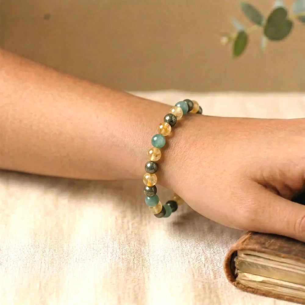 Citrine Pyrite & Green Aventurine Bracelet Alternate beads (Luck and Abundance) Money Magnet Bracelet