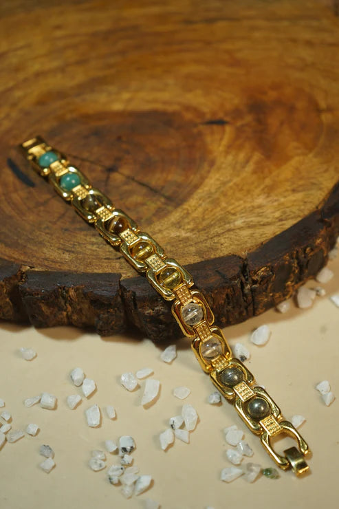 Metal crystal bracelets / kada [Golden]