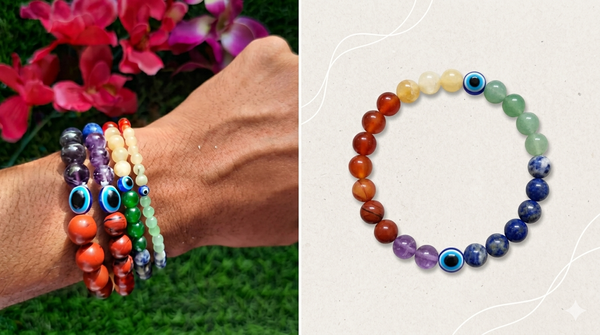 7 chakra bracelet with evil eye