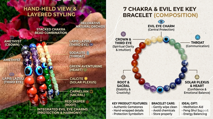 7 chakra bracelet with evil eye