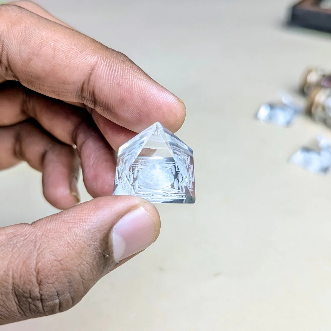 Clear Quartz Shreeyantra Pyramid