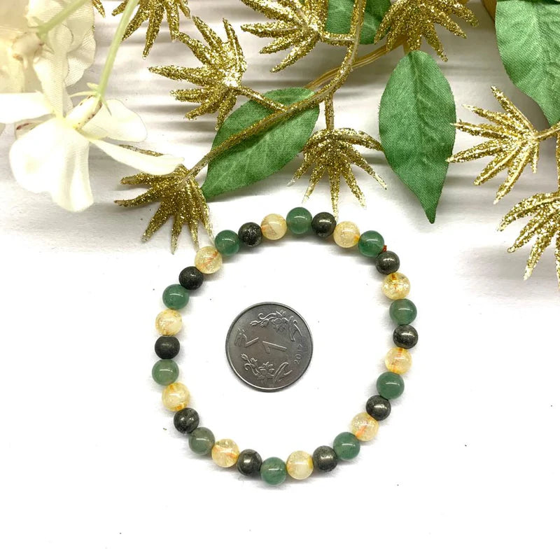 Citrine Pyrite & Green Aventurine Bracelet Alternate beads (Luck and Abundance) Money Magnet Bracelet
