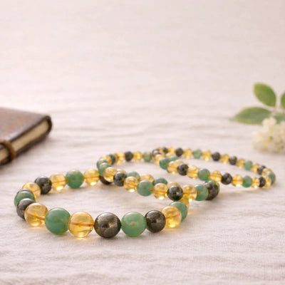 Citrine Pyrite & Green Aventurine Bracelet Alternate beads (Luck and Abundance) Money Magnet Bracelet